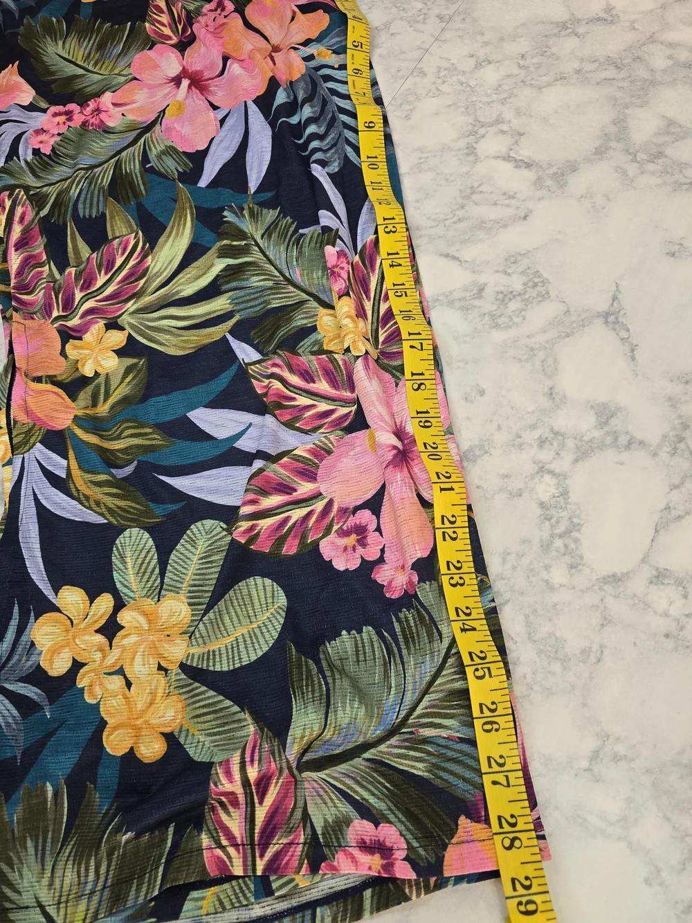 Lands' End Navy Tropical Floral Swim Cover Up Pants Side Slit Wide Leg Medium